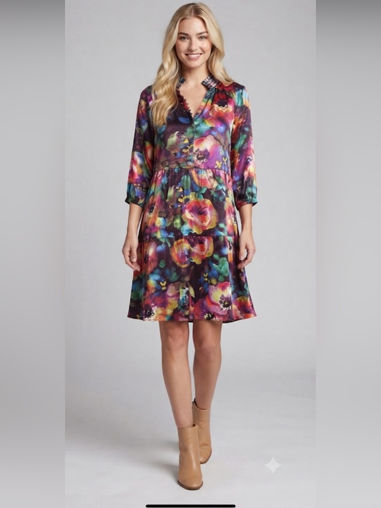 Johnny Was Dresses & Skirts - New Johnny Was 100% Silk SMOCKED NECK FIELD DRESS